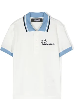 VERSACE Logo-embroidered piqué-weave polo shirt