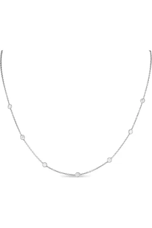 LB Exclusive 18K white gold diamond station necklace
