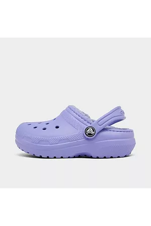 Crocs Kids' Toddler Classic Lined Clog Shoes in Purple/Digital Violet Size 4.0 Fleece