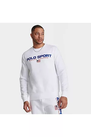 Ralph Lauren Men Sweatshirts - Men's Ralph Lauren Polo Sport Fleece Crewneck Sweatshirt in White/White Size Small Cotton/Polyester/Fleece