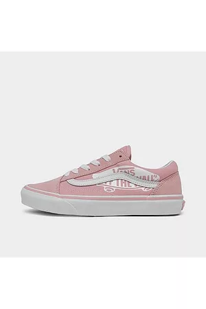 Vans Girls Casual Shoes - Girls' Big Kids' Old Skool Casual Shoes in Pink/Off The Wall Powder Pink Size 5.5 Canvas/Suede