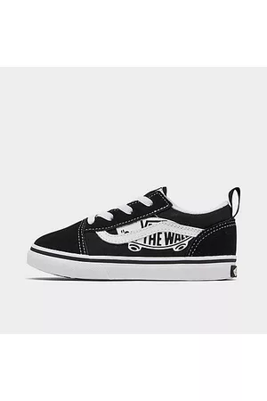 Vans Kids' Toddler Old Skool Casual Shoes in Black/Off The Wall Black Size 4.0 Canvas/Suede