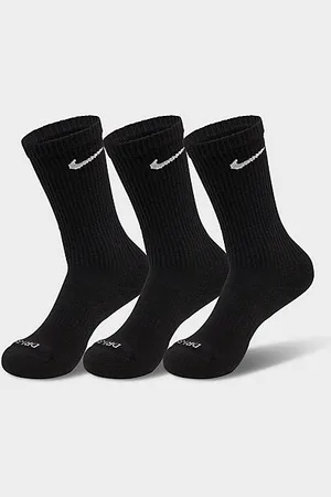 Nike Everyday Plus Cushioned Training Crew Socks (3-Pack) in Black/Black Size Small Cotton/Polyester/Spandex