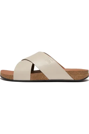FitFlop IQUSHION Leather Cross Slides, Outlet