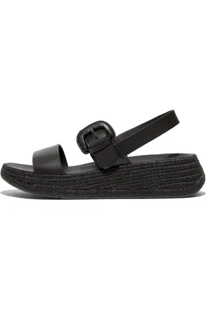 FitFlop F-MODE Espadrille Buckle Leather Flatform Back-Strap Sandals, Full Price