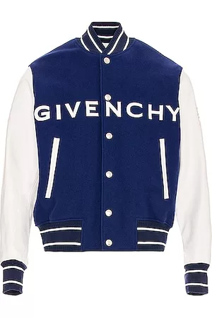 Givenchy Men Leather Jackets - Wool And Leather Big Varsity in Blue