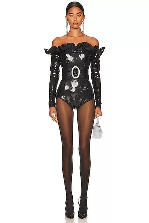 Alessandra Rich Women Sequin fFared Jumpsuits - Sequin Playsuit in Black