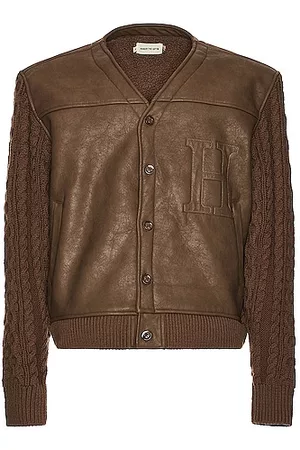 HONOR THE GIFT Men Leather Jackets - Vegan Leather Cardigan in Olive