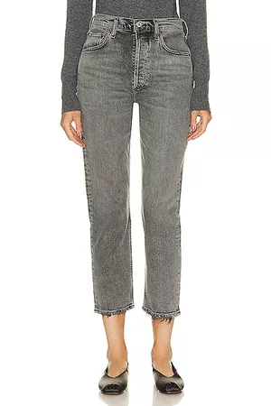 AGOLDE Riley High Rise Straight Crop in Charcoal