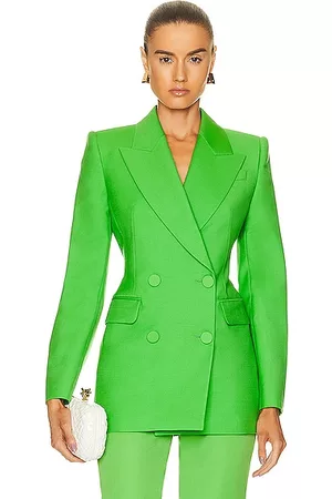 Alexander McQueen Fitted Double Breasted Jacket in Green