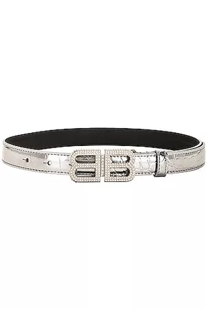 Balenciaga BB Hourglass Belt in Metallic Silver