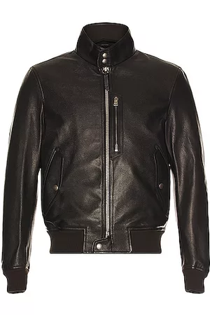 Tom Ford Grain Leather Harrington Jacket in Black