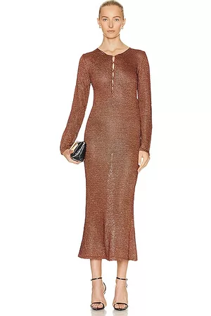 Tom Ford Shiny Henley Dress in Brown