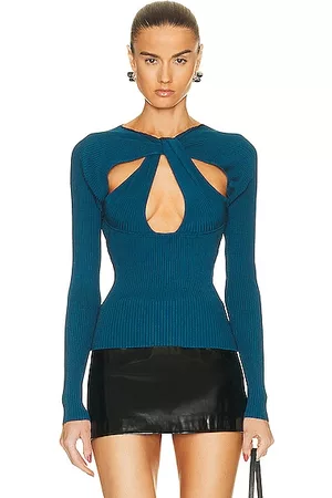 COPERNI Twisted Cut Out Knit Top in Blue