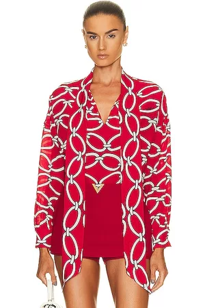VALENTINO Women Blouses - Chain Neck Tie Blouse in Red