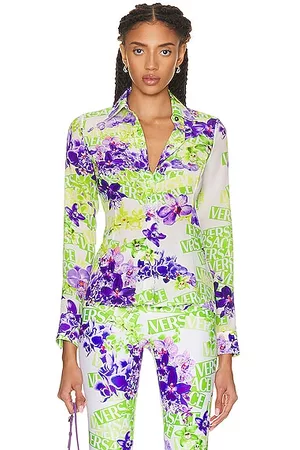 VERSACE Women Long sleeved Shirts - Orchid Long Sleeve Top in Green