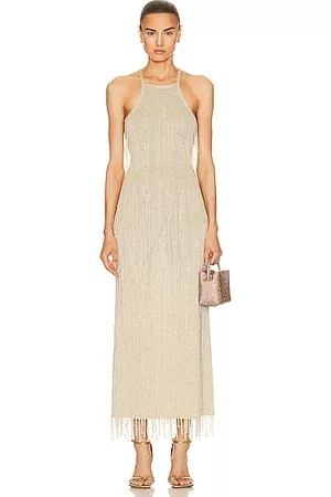 Cult Gaia Zion Knit Gown in Metallic Gold