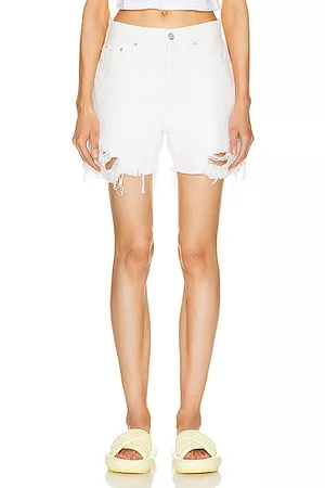 Stella McCartney Women Shorts - Distressed Denim Shorts in White