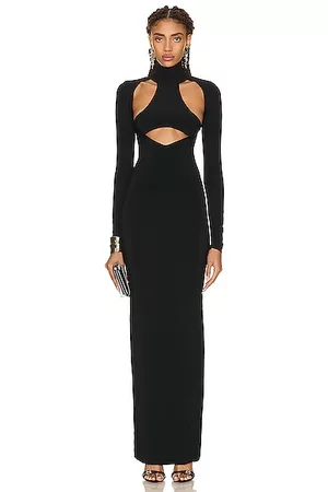 LAQUAN SMITH Women Evening Dresses - Cut Out Turtleneck Gown in Black