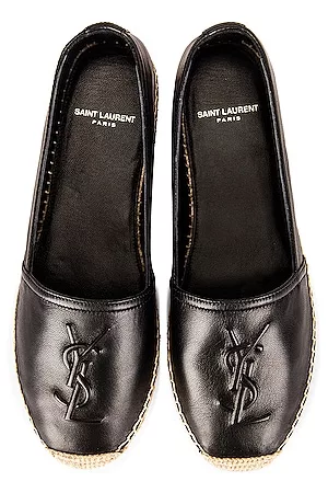 Saint Laurent Women's Logo-embossed Leather Espadrilles