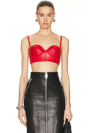 Alexander McQueen Women Bras - Leather Bustier Bra in Red