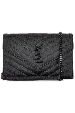 Saint Laurent Women Chain Wallets - Cassandra Envelope Chain Wallet Bag in Black