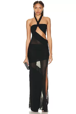 Tom Ford Women Halter Neck Dresses - Transparent Cut Out Halter Neck Evening Dress in Black