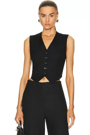 Stella McCartney Women Tank Tops - Tailored Gilet Canvas Vest in Black