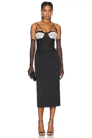 MARIANNA SENCHINA Women Strapless Dresses - Bustier Midi Dress in Black