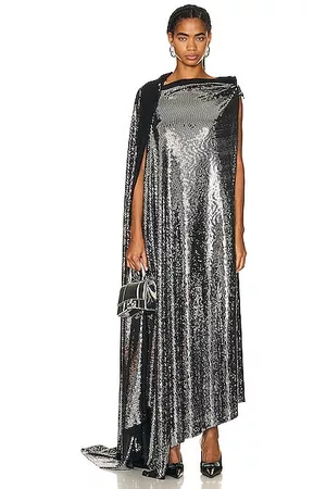 Balenciaga Women Evening Dresses - Minimal Gown in Metallic Silver