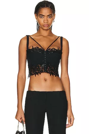 VERSACE Women Crop Tops - Lace Bralette Top in Black