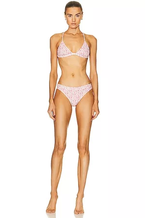 Moncler Women Bikini Sets - Bikini Logo Print Set in Pink