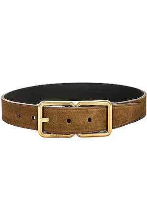 Saint Laurent Women Belts - Double Buckle Belt in Brown
