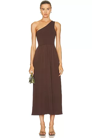 MATTEAU Women Asymmetrical Dresses - Asymmetric Knit Dress in Brown