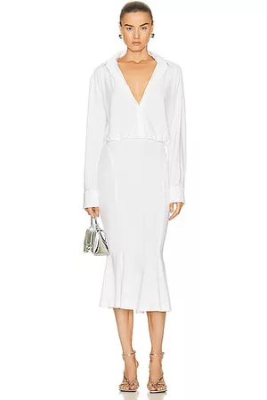 Norma Kamali Women Casual Dresses - Boyfriend Nk Shirt Fishtail Dress To Midcalf in White