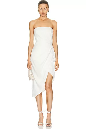 GAUGE81 Women Strapless Dresses - Lica Midi Linen Dress in Ivory