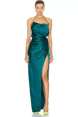 The Sei Women Halter Dresses - Halter Cowl Gown in Teal