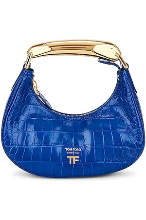 Tom Ford - Pale Blue Mini TF Embossed Croc Hobo Bag