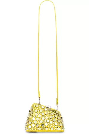 Midnight Mini Embellished Leather Clutch in Yellow - The Attico