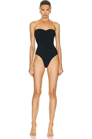 Hunza G Brooke Strapless Seersucker Swimsuit - Farfetch