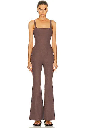 LINEN BLEND CARGO JUMPSUIT - Brown / Taupe