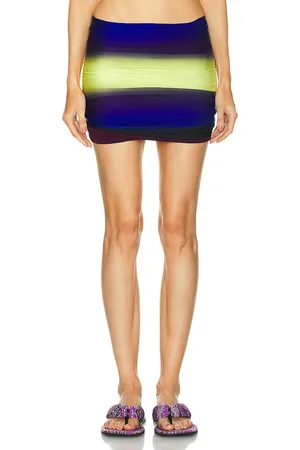 The Attico Shaded Printed Mini Skirt in Yellow,Royal