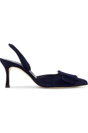 Manolo Blahnik Maysli 70 Suede Slingback In in Black