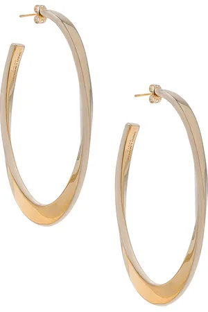 Saint Laurent Twist Hoop Earrings in Metallic Gold,Cream