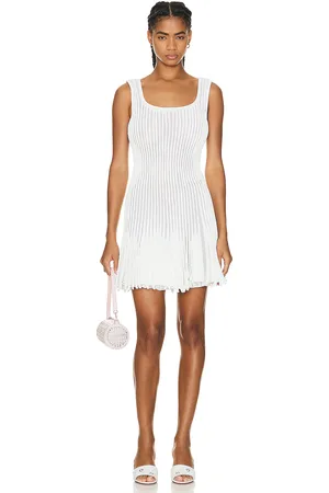Alaïa Pleated Mini Dress in White