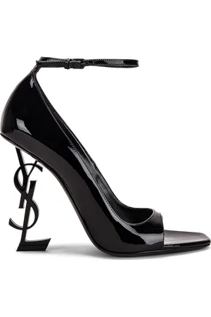 Saint Laurent Tower Opyum Ankle Strap Heels in Black