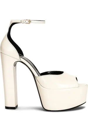 Saint Laurent Jodie 95 Platform Sandals in Ivory
