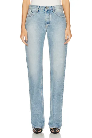 The Attico Pantaloni Lunghi Straight Leg in Denim-Light