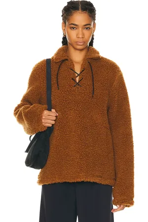 BODE Fleece Tie Up Pullover Sweater in Tan