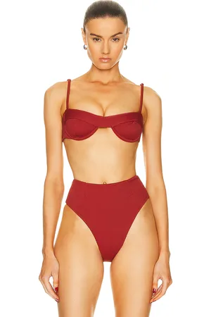 Haight Ribbed Mia Bikini Top in Red